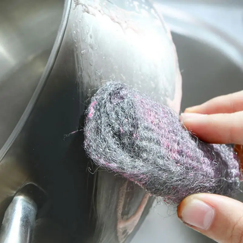 Steel Wool Scrubber Sponge 10Pcs Scrubbing Pads Household Cleaning Sponges Pre-Soaped Pads For Cleaning Dishes Pots Pans Grills