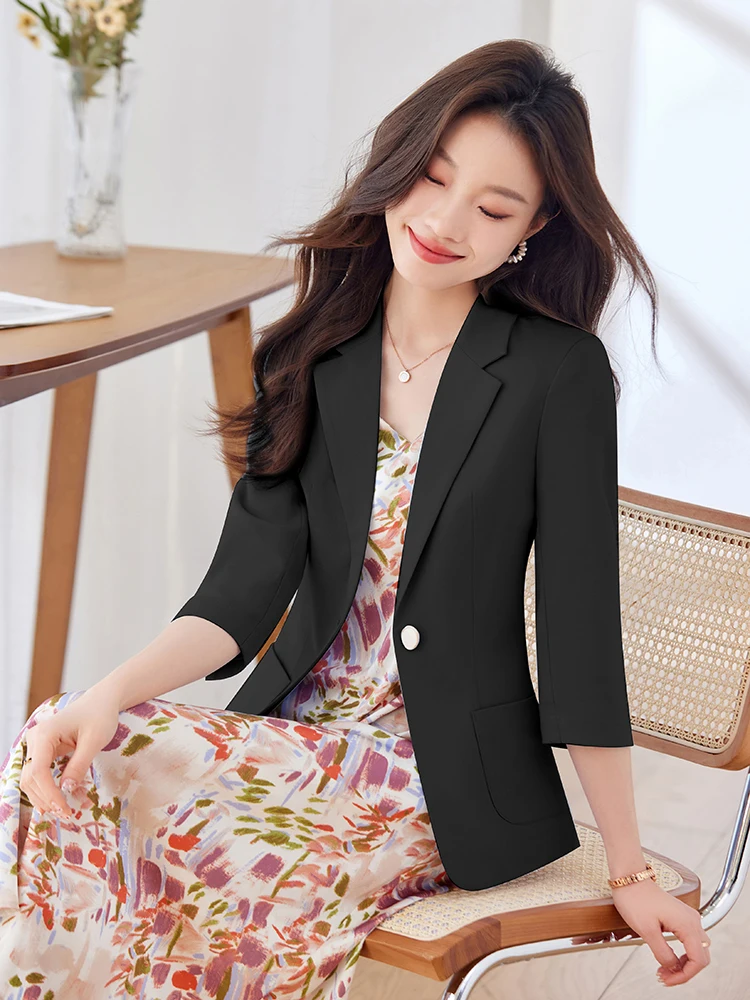 Ele Casual Lightweight Women's Summer Faion Midi Sve ket Detailing Polyester Fiber Thin Sle Commute Wind