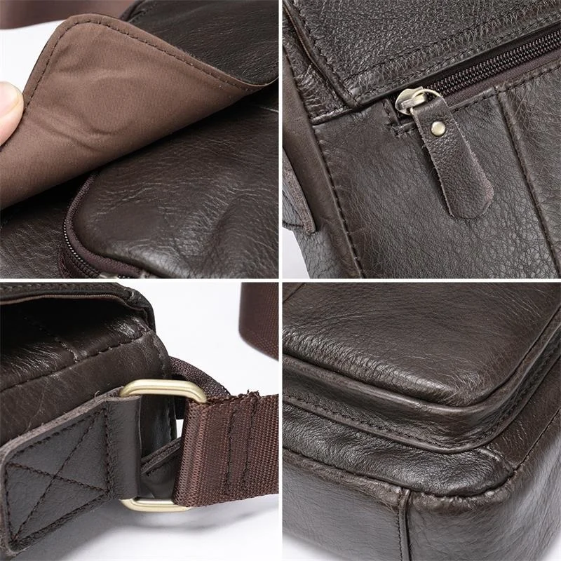 Imagem -06 - Bolsa de Couro Genuíno para Homens Couro Masculino Crossbody Bolsa Messenger Bolsa Alta Qualidade