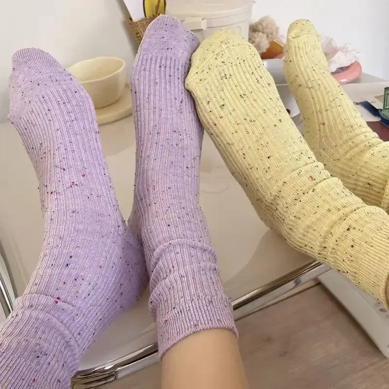 Women's Kawaii Flashing Dots Socks Sweet Girls Casual Middle Tube Socking Ins Harajuku Knitted Medias Trendy Soft Loose Sock