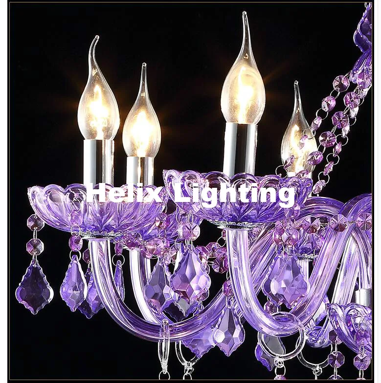 Nowoczesny żyrandol De Purple K9 Crystal Chandelier Lustre Crystal Chandelier Lustres De Cristal Chandelier E14 LED AC Guaranteed