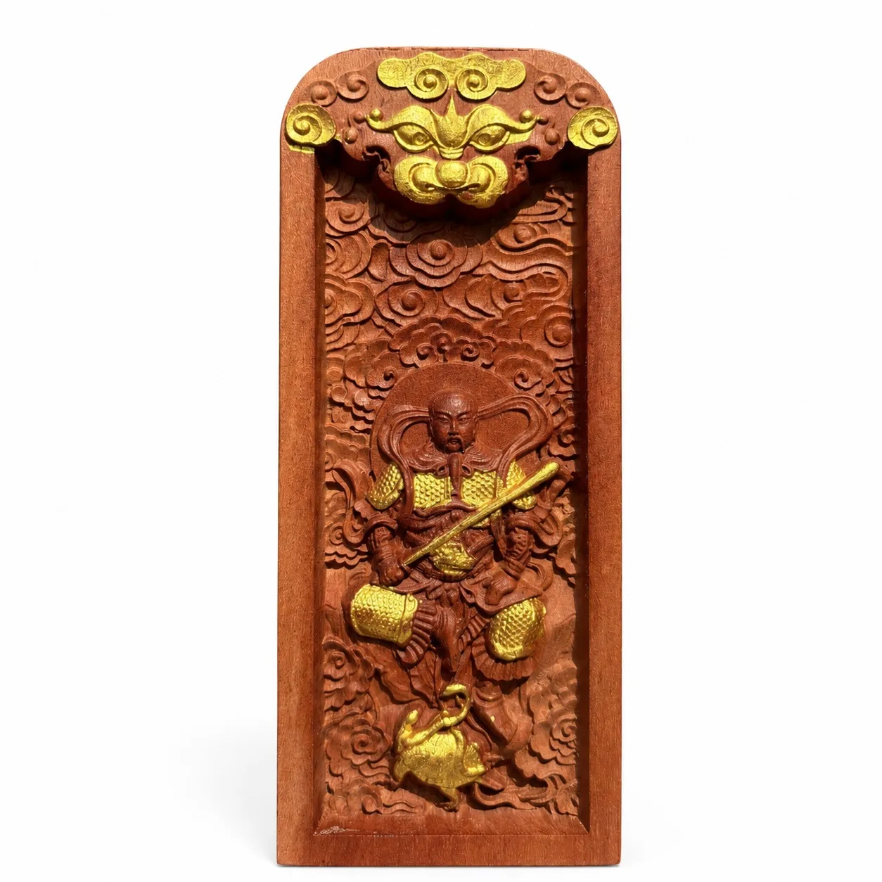 Handcrafted Lightning Struck Jujube Wood Taoist Token Five Thunder Command Statue for Home Feng Shui Zen Tabletop Decor