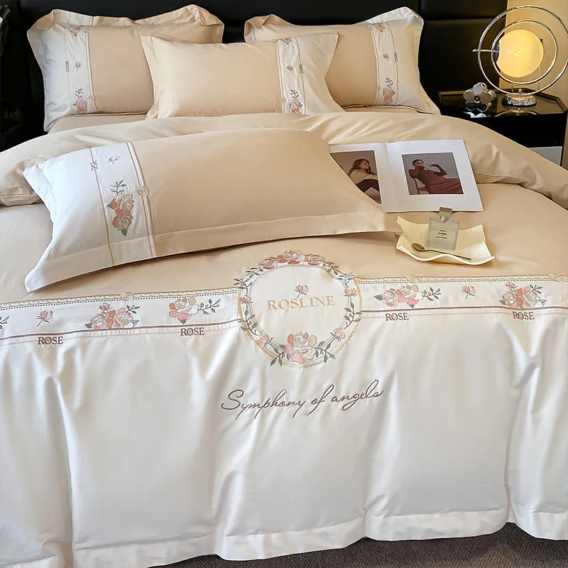 4-Piece Bedding Set: Luxurious 100% Pure Cotton Quilt Cover and Bed Sheet