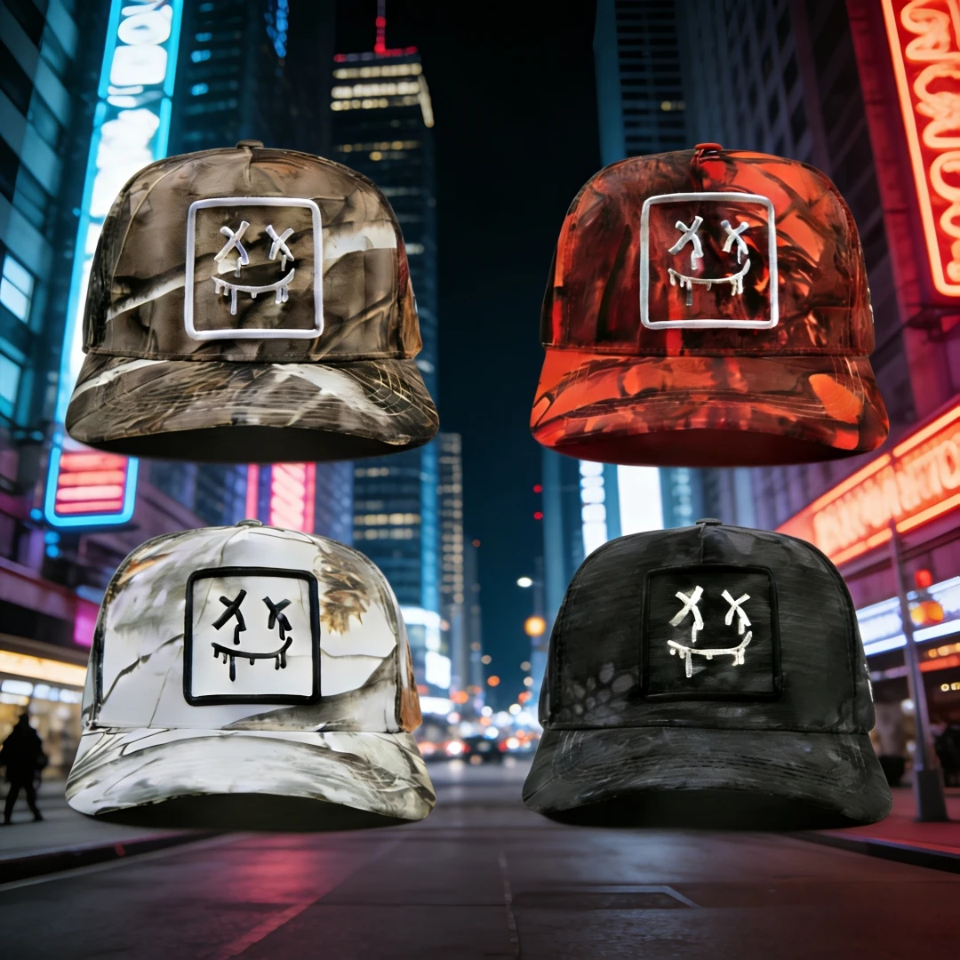 Fashionable Camouflage Hat with Unique Embroidery Design - Stand Out in Summer Style, Ideal for Casual Outings, Paired with Swim