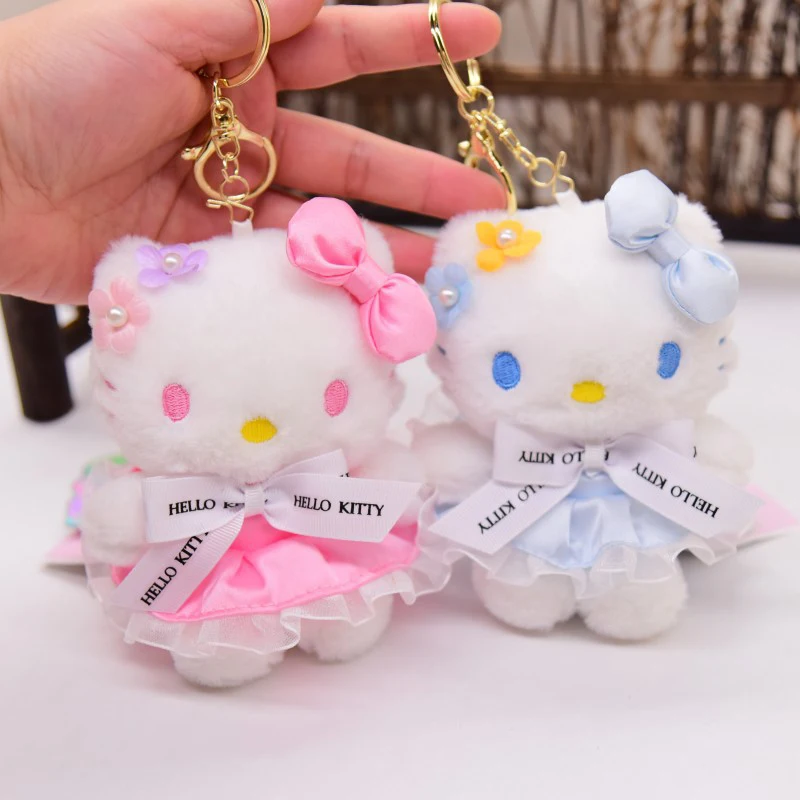 Sanurgente-Porte-clés mignon Hello Kitty Kawaii, plusieurs documents en peluche, porte-clés beurre, sac d'école, pendentif jouet, accessoires, 1 pièce