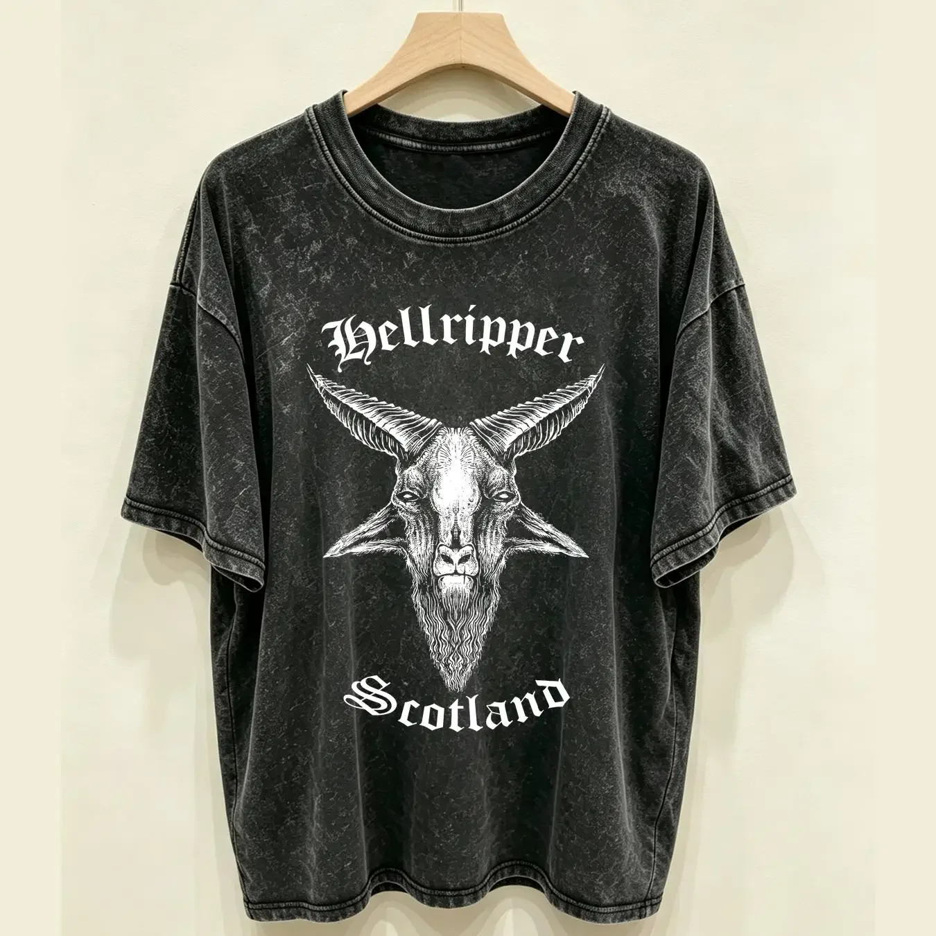washed T Shirt Hellripper one man black speed metal band new and limited vintage Washed streetwear Stylish graphic Breathable