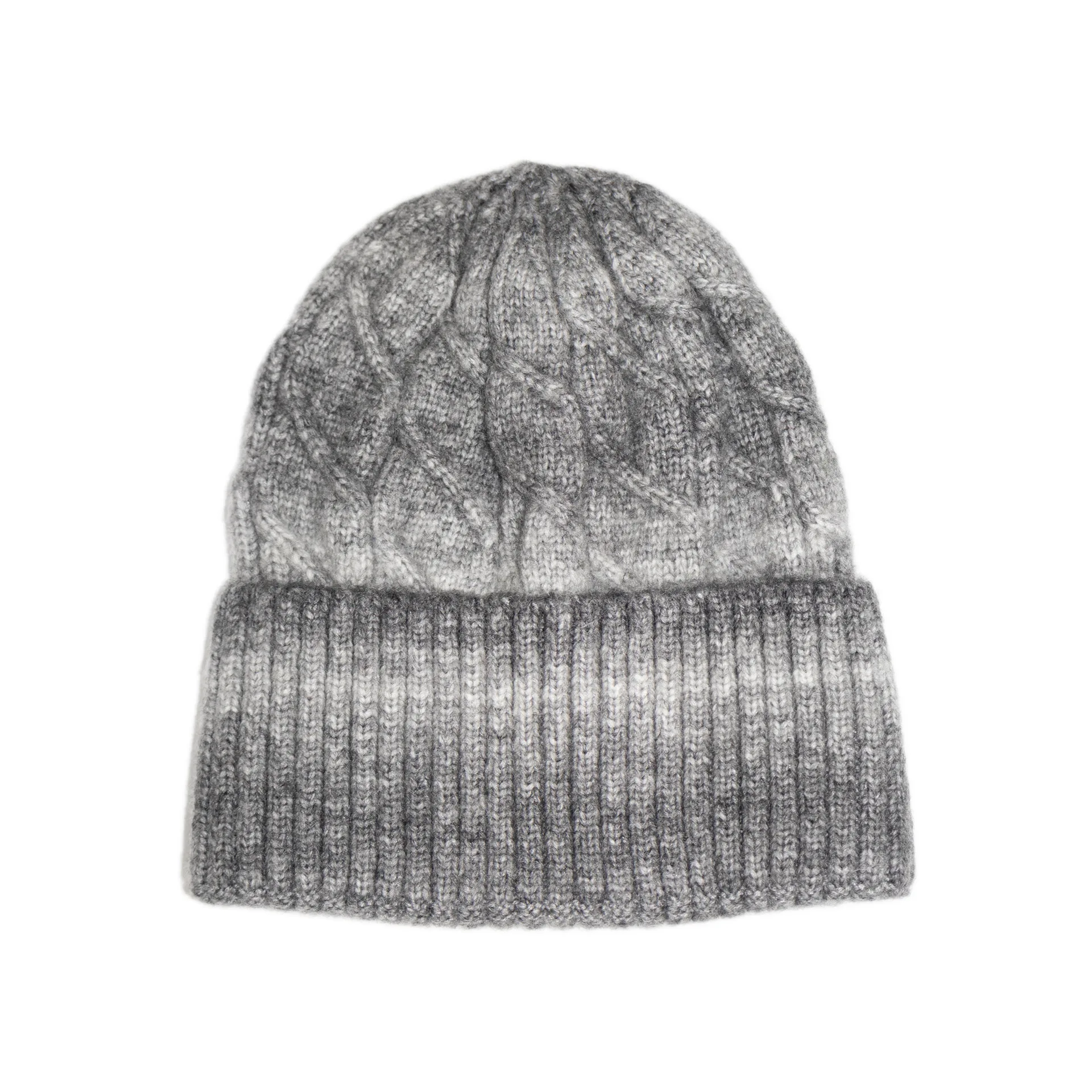 Women's Premium Wool Blend Cable Knit Beanie Hat – Soft Warm Winter Cap with Trendy Ombre Gradient Design