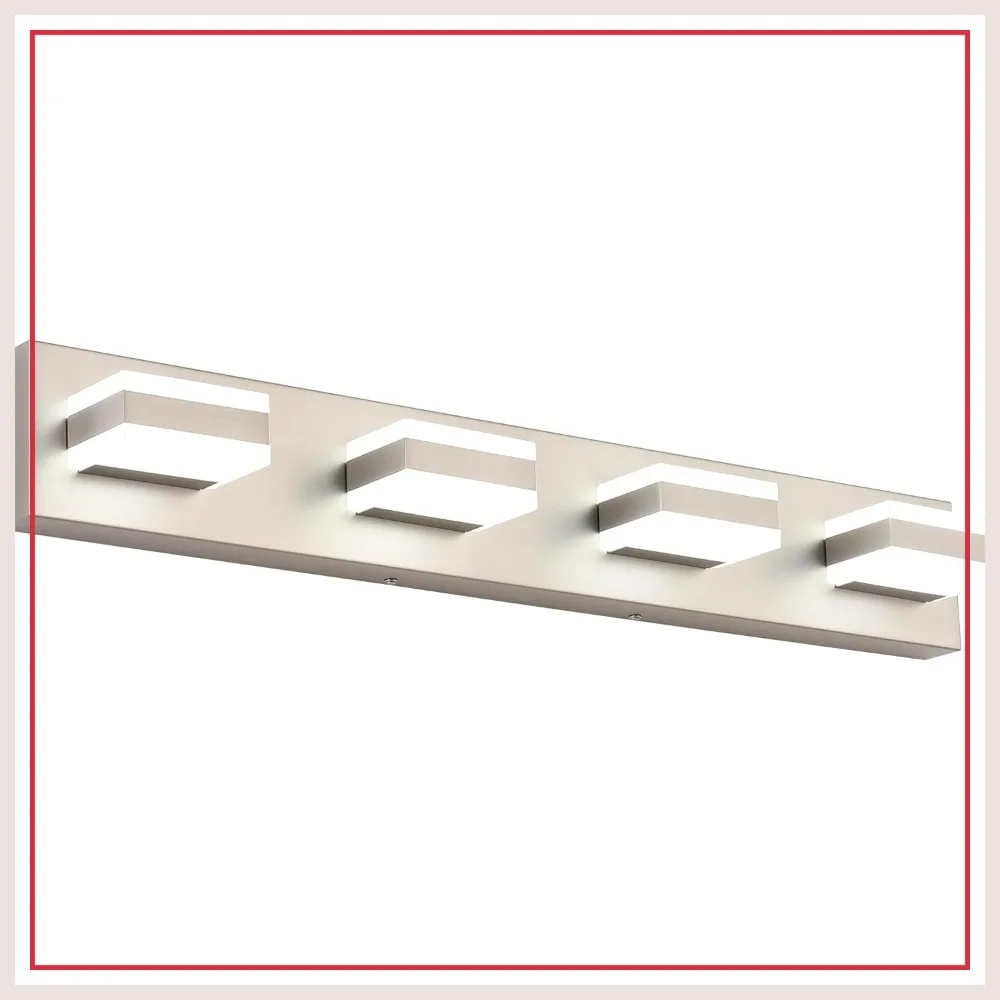 

4-Light Brushed Nickel Bathroom Vanity Light for Above Mirror, LED Bath Lighting Fixture