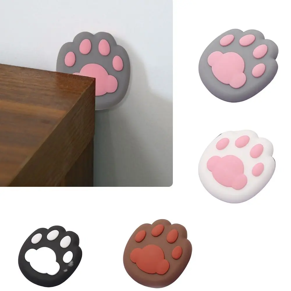 2Pc Cartoon Wall Protector Door Crash Pad Anti-collision Cat Claw Door Stopper Silicone Shockproof Door Stops Cabinet