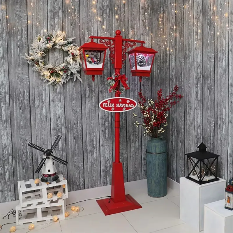 LED Christmas pillar lights, snowflake + music effects, outdoor garden, home holiday decoration