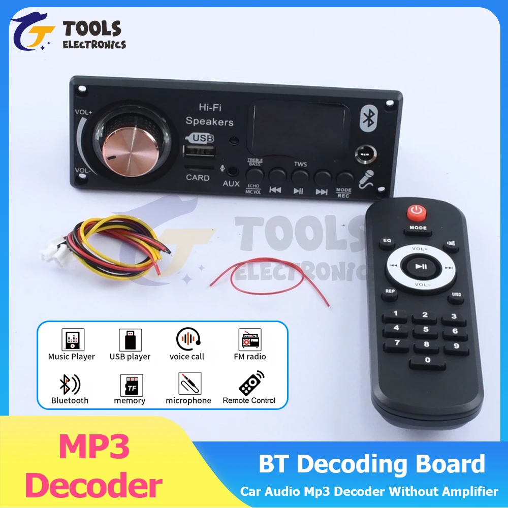 

DC 12V MP3 BT Decoding Board Car Audio Mp3 Decoder Bt 5.3 Without Amplifier MP3 WMA WAV FLAC APE Decoder Board TF FM USB