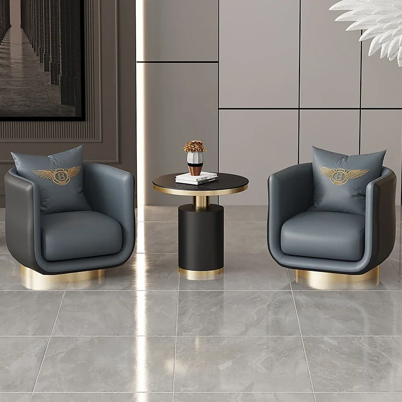 Luxury single sofa and chair rotary hotel reception sofa coffee shop club leisure negotiation sofa table and chair combination