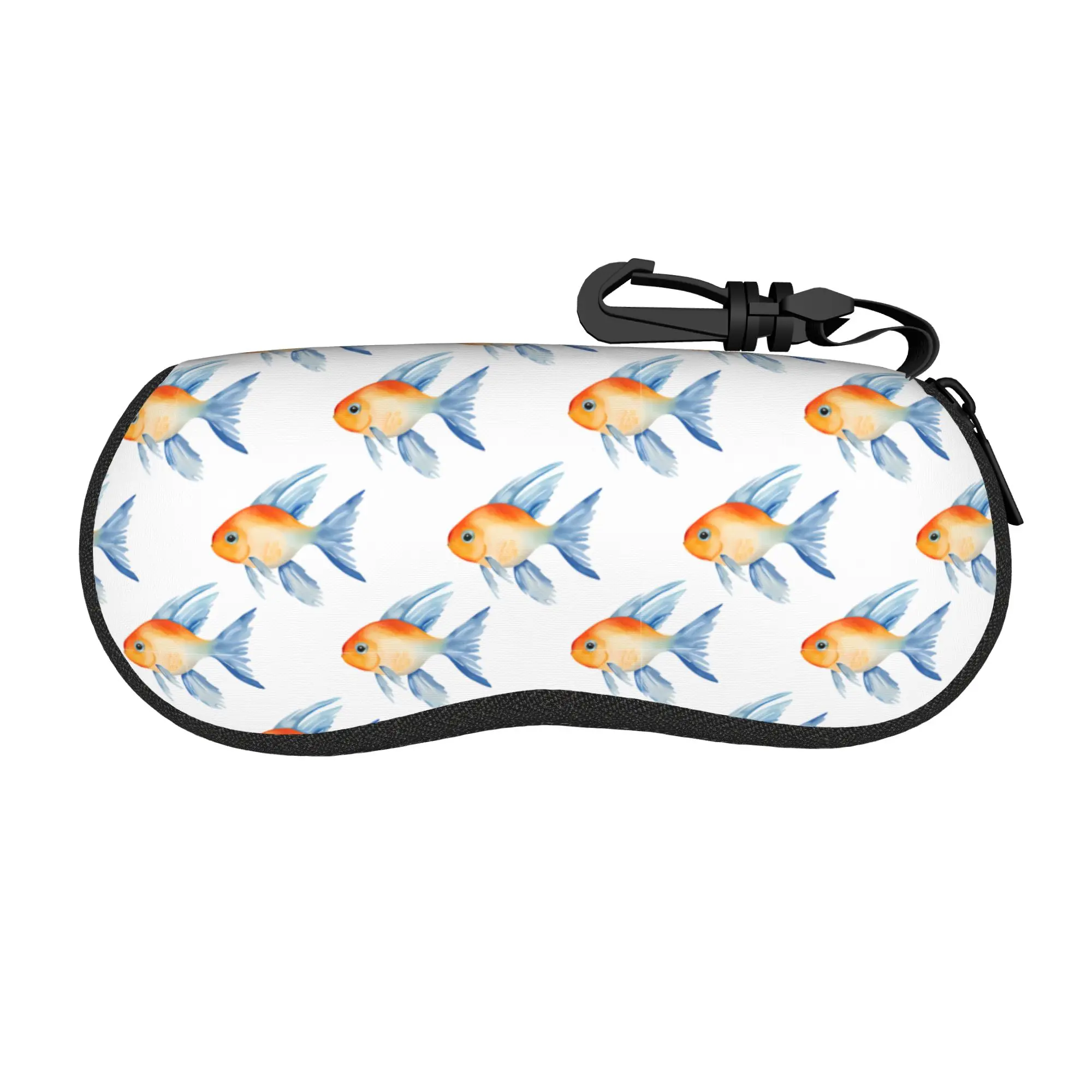 Traditional Goldfish koi fish  Merch Glasses Case for Girls Waterproof Zipper  Glasses Storage Box Protector Eye Contacts Case