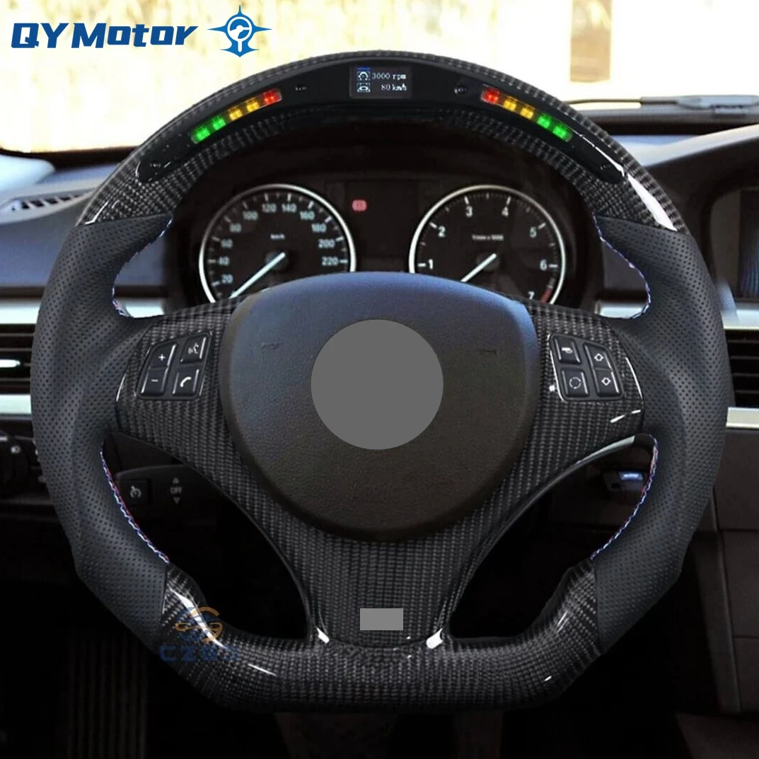 

LED Carbon Fiber With Button Trim Fit For BMW Steering Wheel Volant E89 E90 E91 E92 E93 330i 335i 328i M3 2005-2012 3 Series