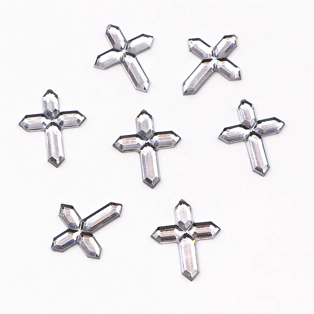 200pcs 13*15mm Kawaii Clear Acrylic Little Cross Charm DIY Christening Communion Baby Shower Scrapbooking Accessories