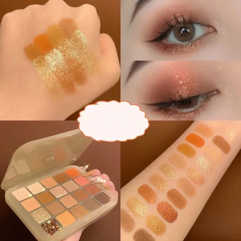 20 Colors Chestnut Eyeshadow Palette Ultra Shimmer Glitter Peal Powder Matte Waterproof Eye Shadow Makeup Long Lasting Tools