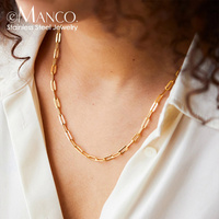 emanco 2025 Hot Sale Fashion Paperclip Link Chain Women Stainless Steel Gold Plated Necklace Charms Ladies Men Jewelry Gifts