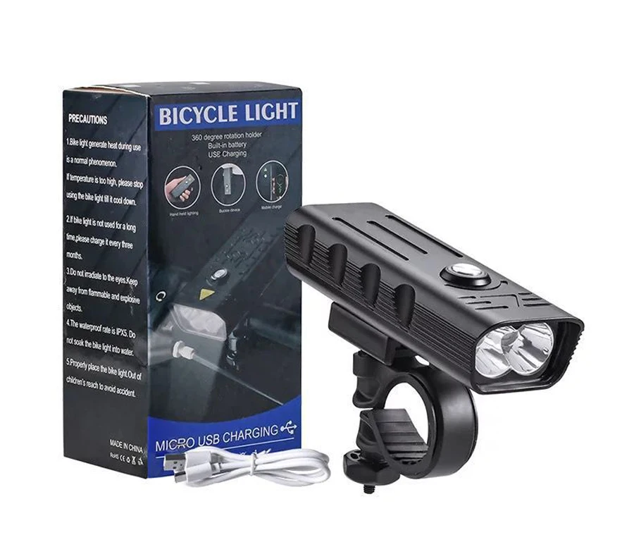 

10000mAh Power Bank Bike Light 3000 Lumens bicycle accessories 5T6 LED Super Bright bicycle light and Rear light