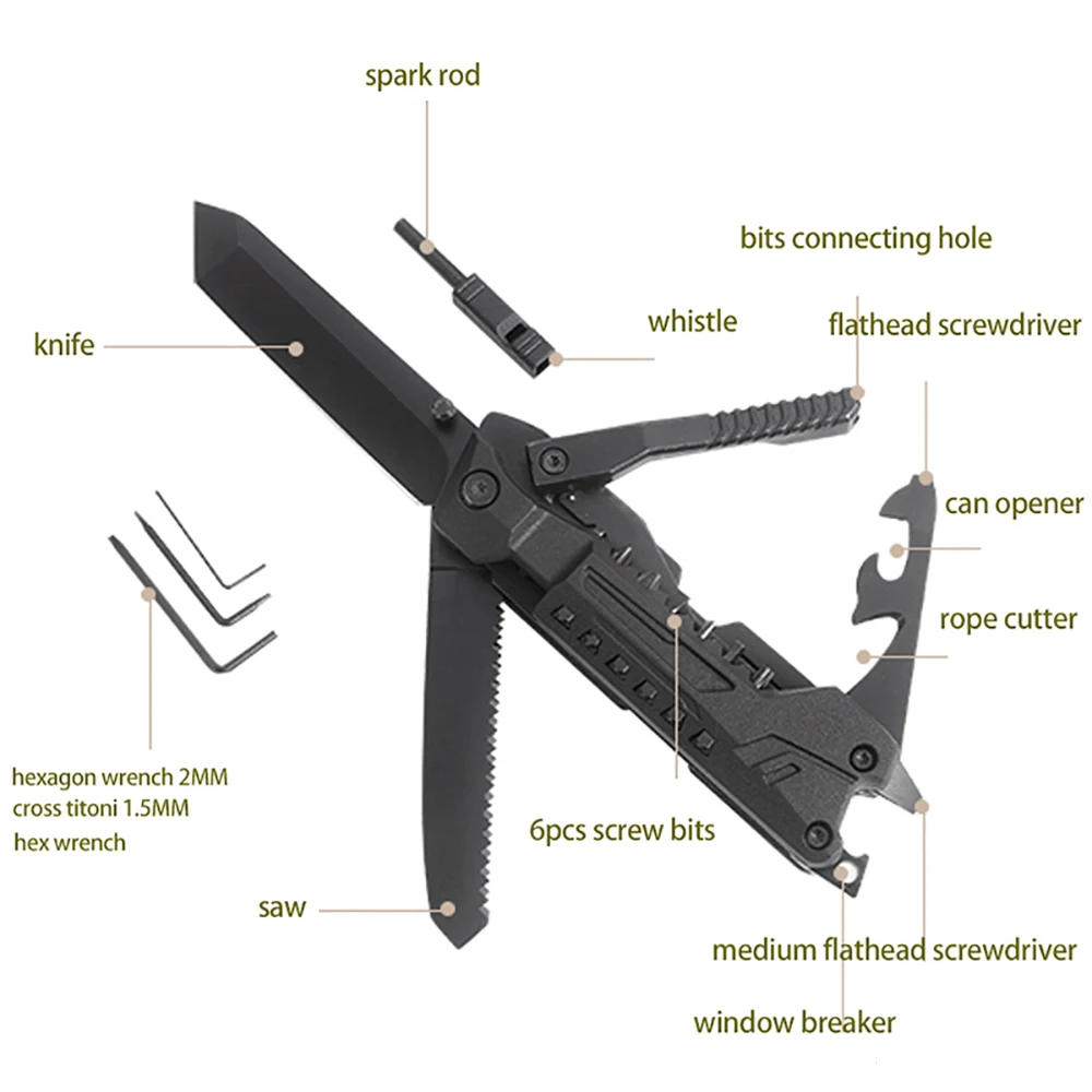 Multifunctional Folding Knife Pliers Multitool Wire Cutter Outdoor Portable Camping Survival Knife Car Emergency Tool