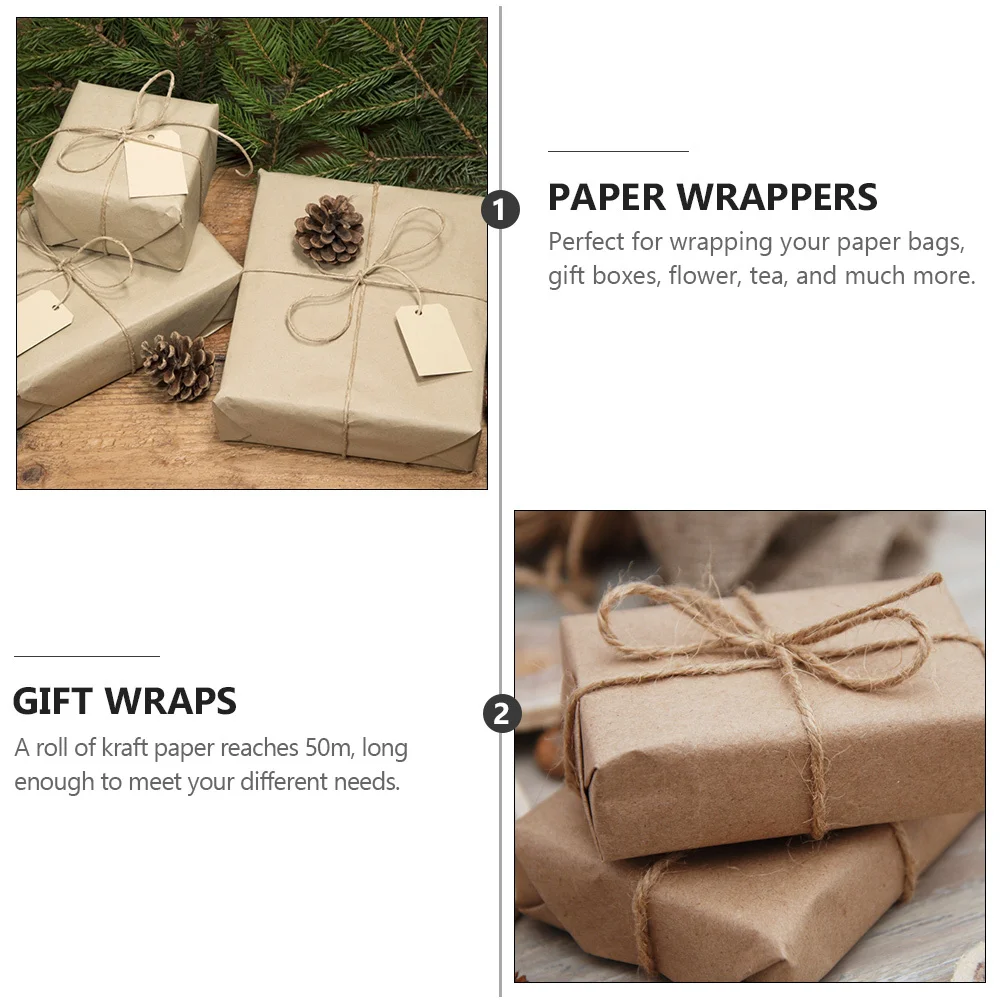 لفة ورق كرافت 50 مترًا من الورق البني لتغليف الزهور وتغليف الهدايا DIY الحرف اليدوية المثالية لشحن الحرف اليدوية #3
