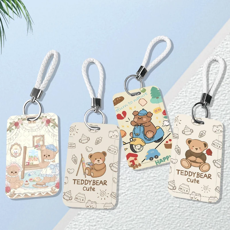 Cute Cartoon Bear Vertical High Value Card Holder Student Campus Lanyard Cards Holder Kpop Photocard Holder Girls Door Card Case