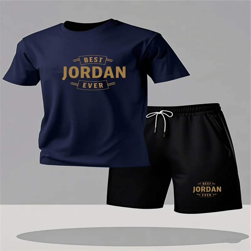 New summer men's clothing casual short sleeved T-shirt+shorts two-piece set men's short sleeved shorts sports set two-piece set