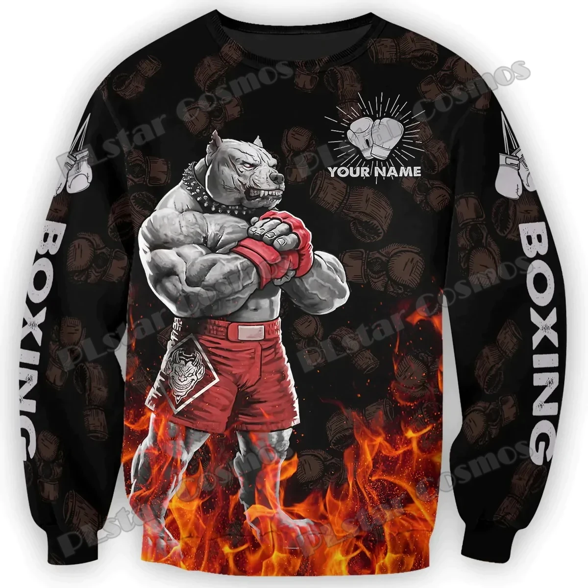 Personalized Name Funny Pitbull Boxing 3D Printed Men's Hoodie&Sweatshirt Unisex Casual zipped Pullover Gift For Dog Lovers HW22