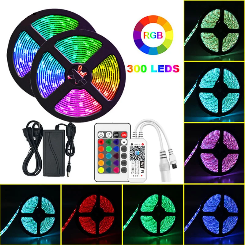 5M 10M 5050 RGB RGBW Wifi LED Strip Light Kit 300led Strip Magic Home Alexa Tuya Smart phone APP controled IP20/IP65 Waterproof