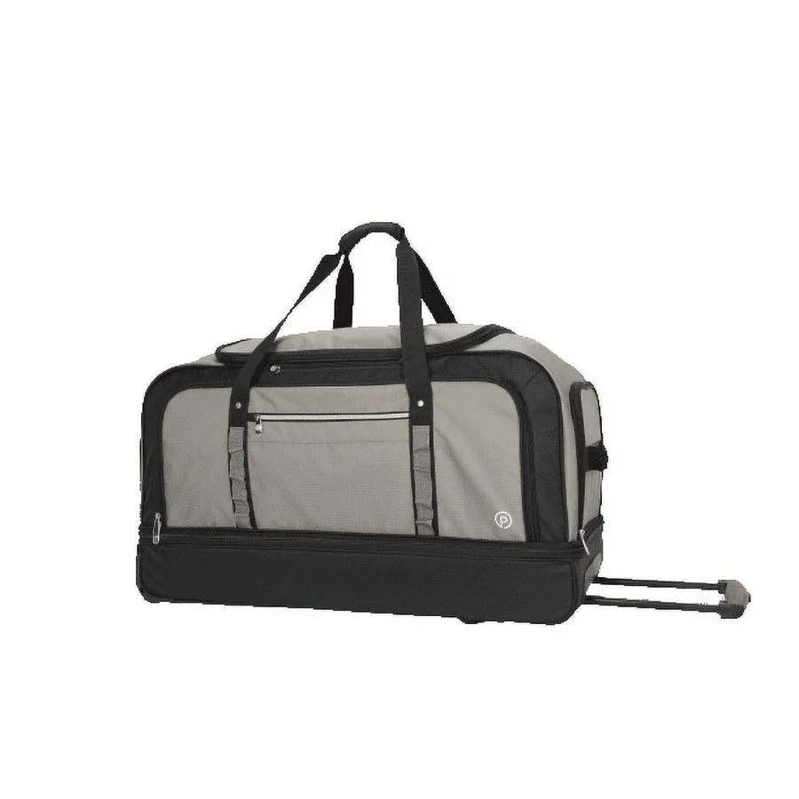 

30 in Drop-Bottom Weekender Duffel Bag for Travel Gray