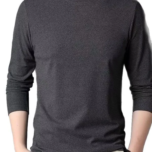 الرجال منتصف الرقبة طويلة الأكمام الصوف مبطن قاعدة طبقة قميص الوجهين المخملية نحى تي شيرت البلوز الخريف الشتاء الحرارية Un