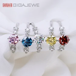 GIGAJEWE Stunning JEWELRY Choice New Moissanite 1.0ct 6.5mm NovaColor VVS1 Round Cut Diamond Test Passed 18K GP 925 Silver Ring