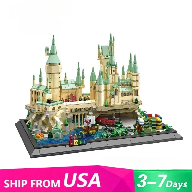 1988 pièces MOC château magique Architecture médiévale blocs de construction ensemble modèle modulaire créatif avec musique Puzzle jouets cadeau de noël