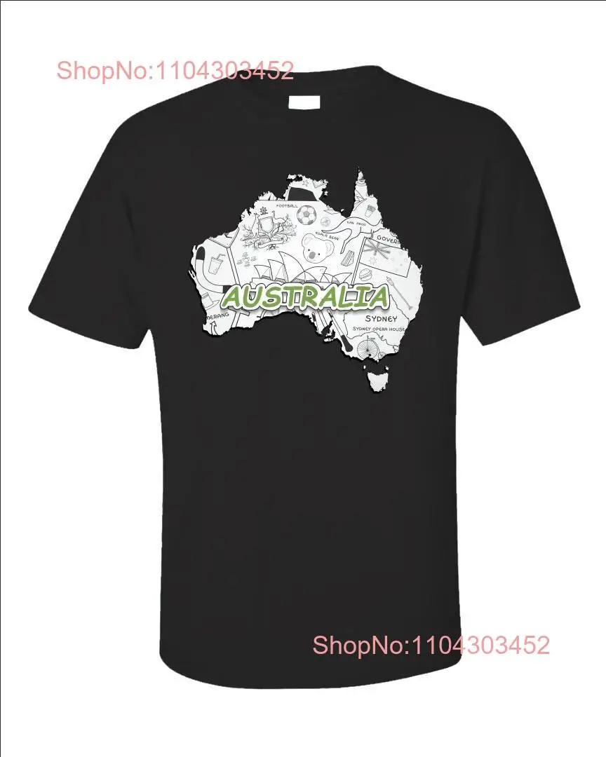 Australia Map T Shirt Aussie Travel Lover Land Down Under for Traveler long or short sleeves