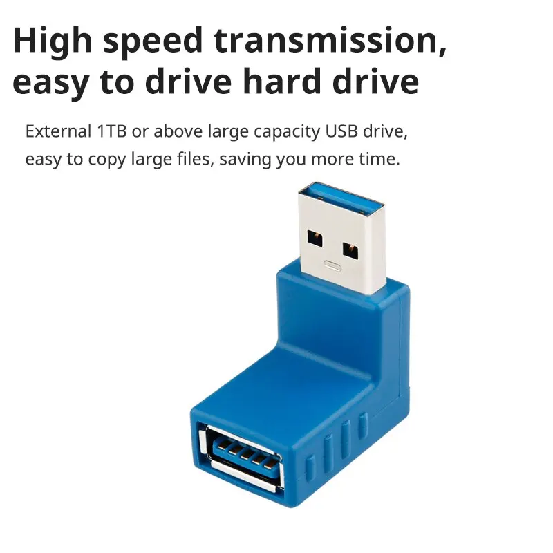 Newest Hot USB Male To Female Left Angle 90 Degree Turn Adapter USB3.0 Male To Female Elbow AdapterPlug image 2