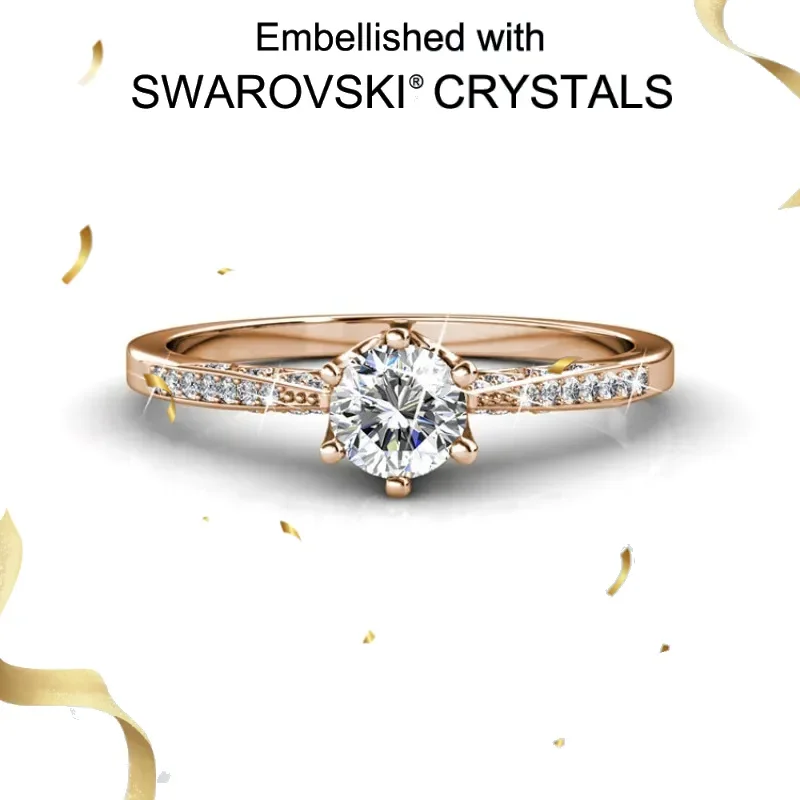 

Daisini Fine Jewelry 925 Sterling Silver Wedding Ring for Women Round Cut Adorned with For Swarovski Crystal Timeless Piece