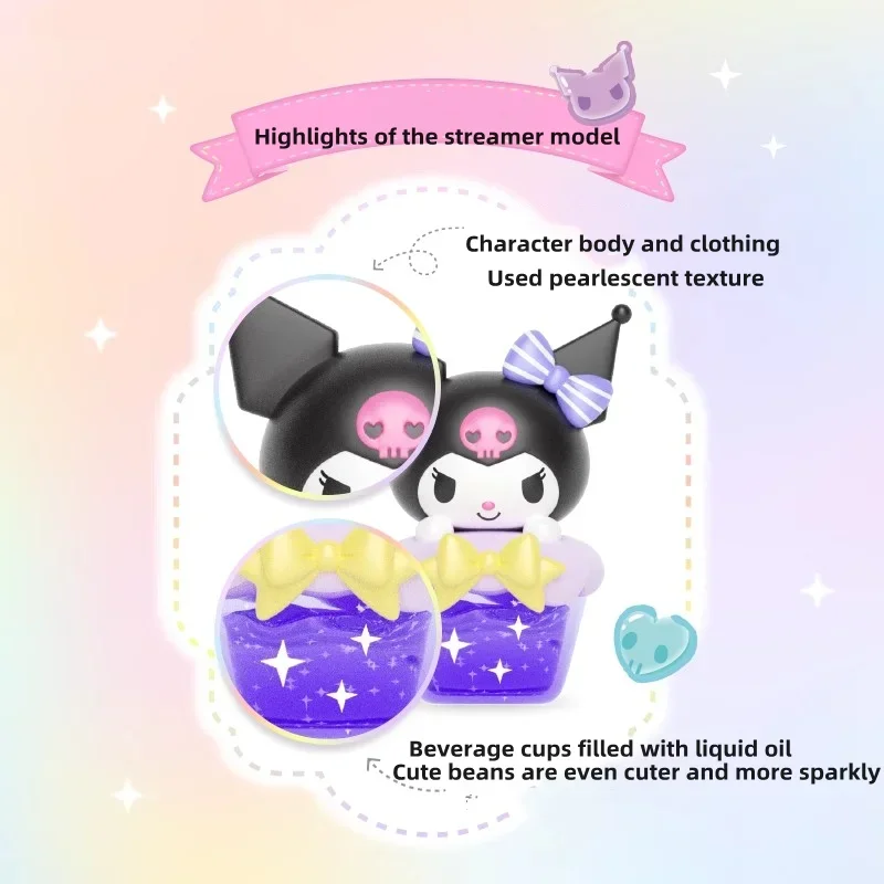 Sanrio Blind Box Dopamine Speciale Drank Serie Leuke Bean Kawaii Hello Kitty Kuromi Mini Model Kinderspeelgoed Verjaardagscadeau