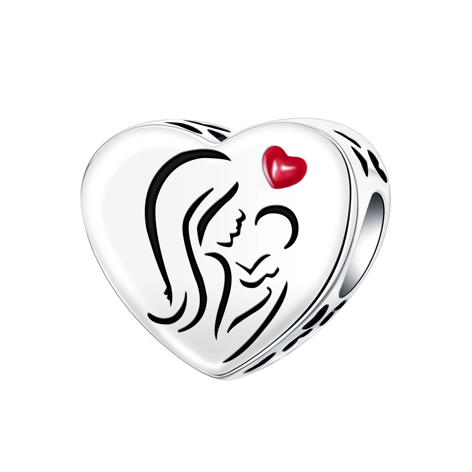 925 Sterling Silver Parent Child Love Red Beads Charm Fit Original Pandora Charms Bracelets Women DIY Jewelry Gift