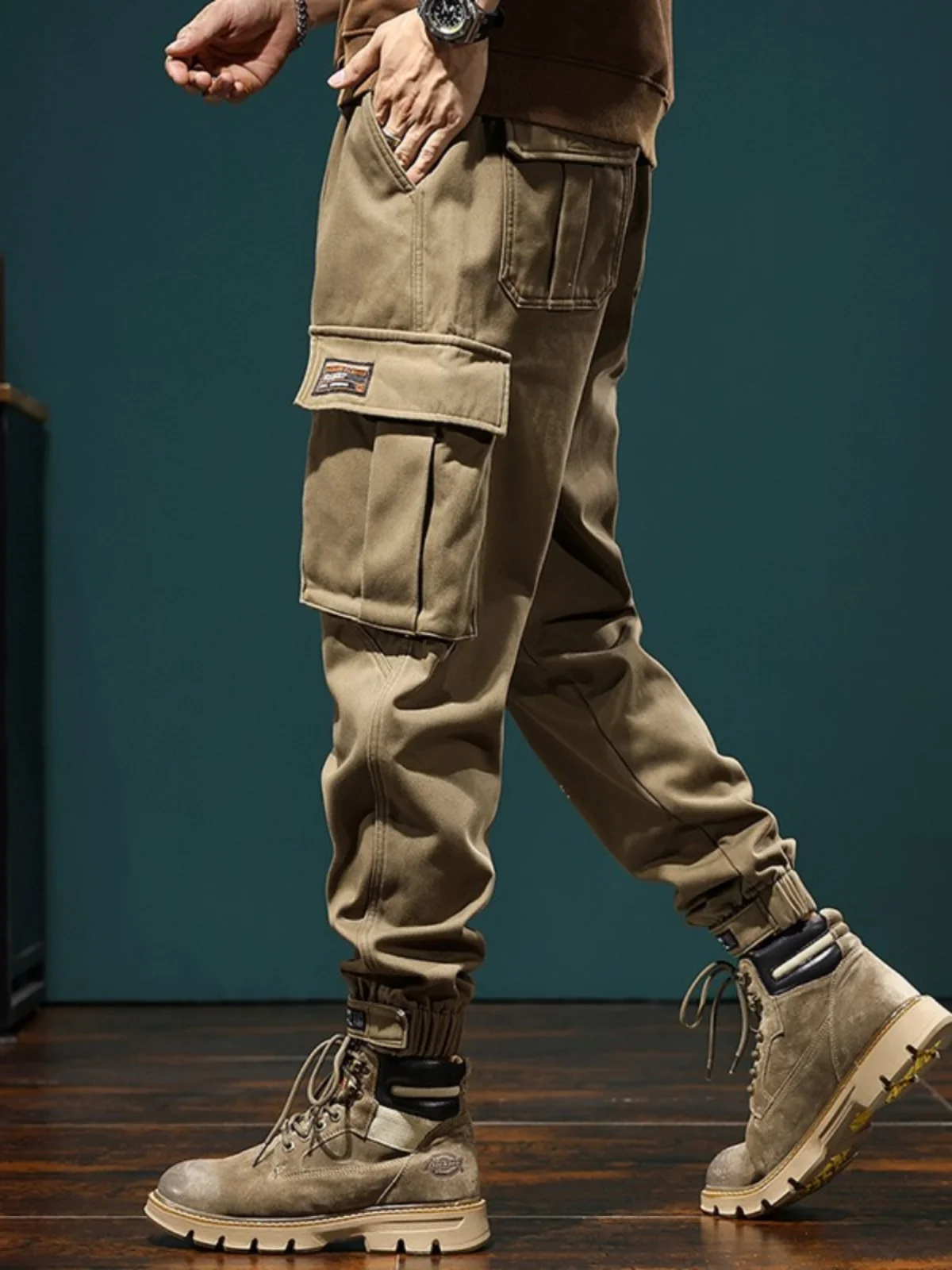 

American Sle Loose Fit Work Trousers for Men Spring Summer Thin Magic Tape Cuffed Pants Wear Resistant Labor Protection