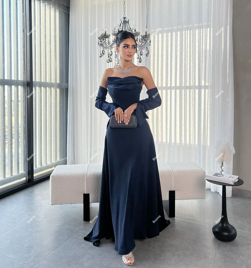 Booma A-Line Elegant Evening Dresses Strapless Sleeveless Formal Party Gowns for Women Floor Length Prom Dresses Dubai