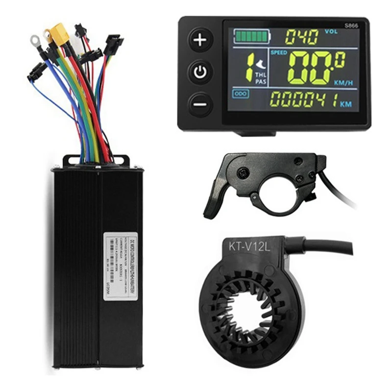 ABRU-Ebike Sinawave Three-Mode Controller 36V/48V/52V 40A With 24V-48V LCD Display S866 Wheel Hub Motor Conversion Parts