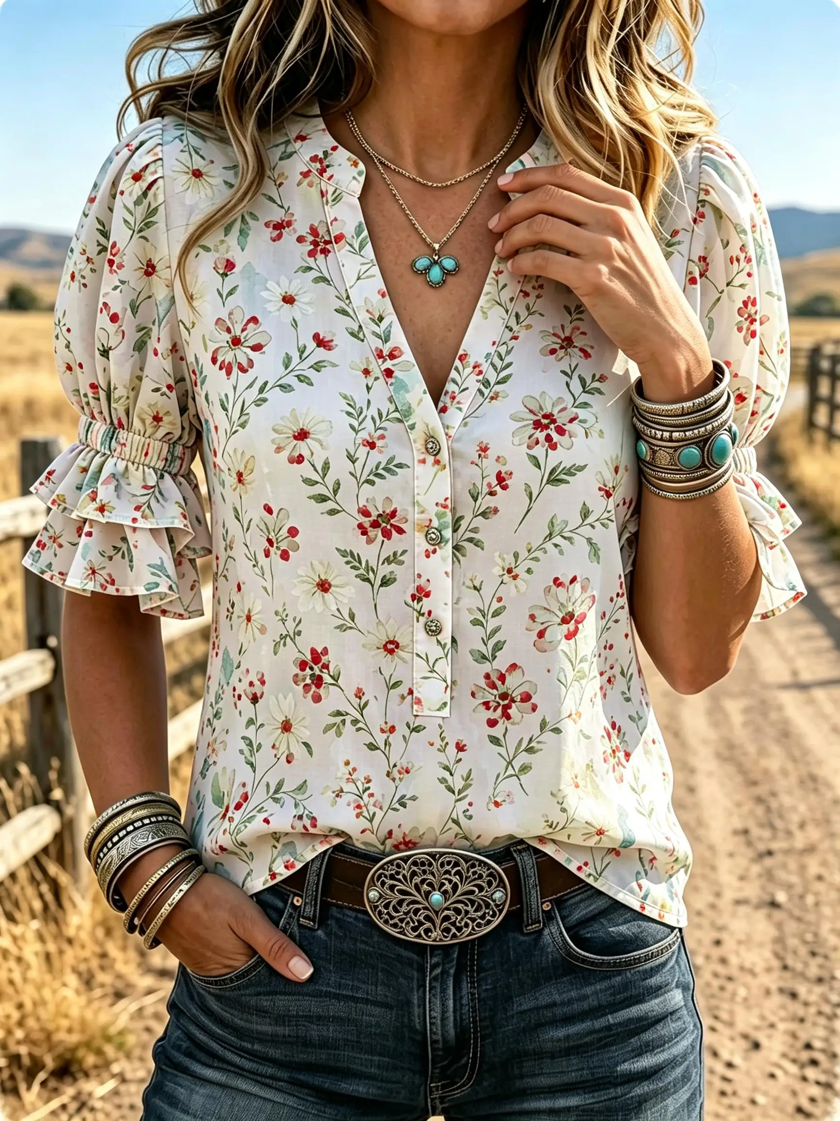 Camisa de manga corta para mujer, Top versátil con estampado moderno a la moda para mujer, para viajes, compras, citas, ropa informal para múltiples ocasiones