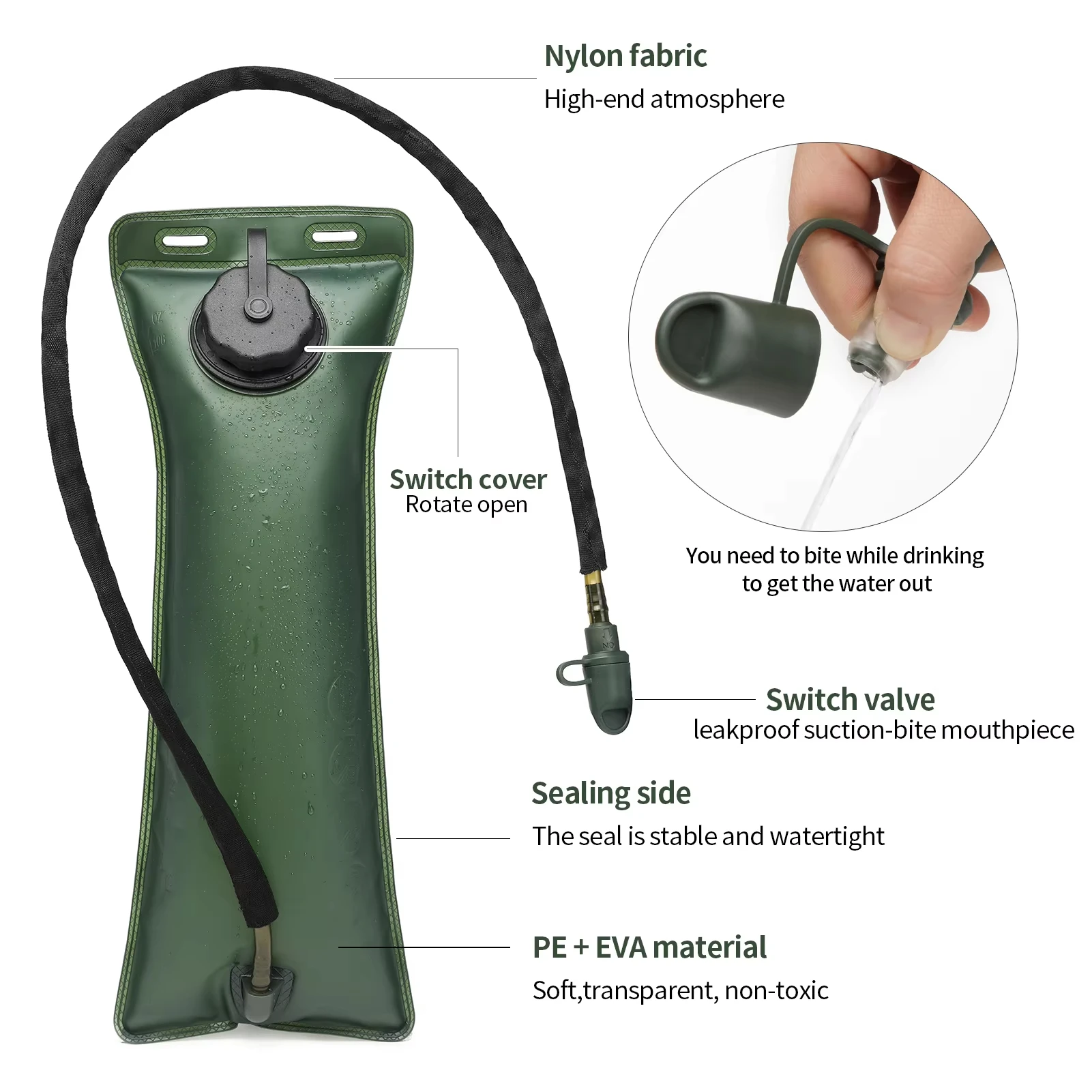 3L Wasserblasen-Rucksack, Outdoor-Trinkrucksack, wasserdichter Nylon-Wasserbeutel mit 3-Liter-Blase zum Wandern, Radfahren, Klettern