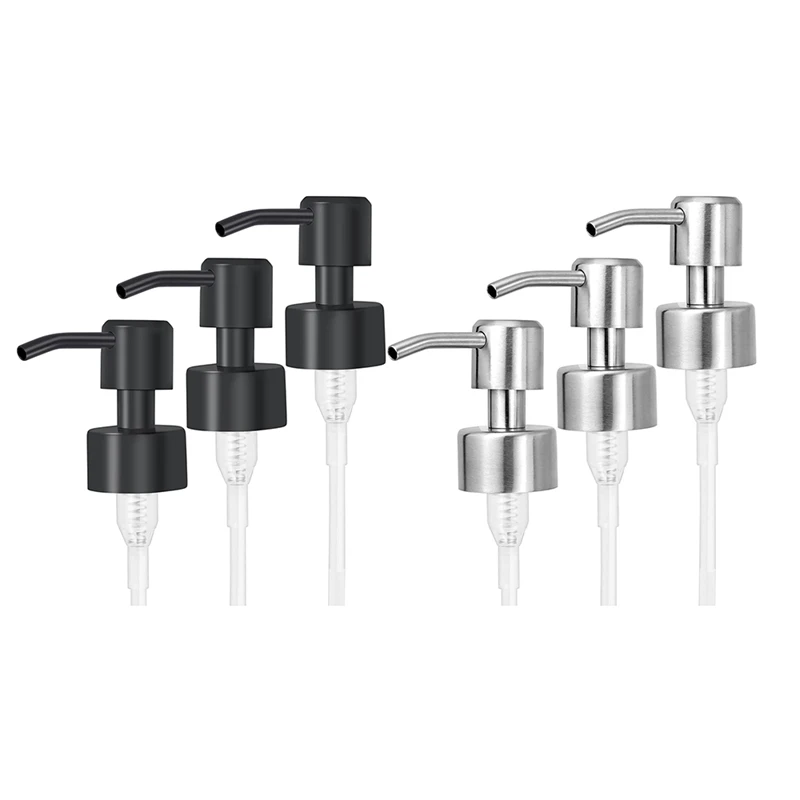 

6Pcs Stainless Steel Liquid Soap Dispenser Pump Replacement With Thread For Standard 28/400 Neck Size Nozzle & Tube