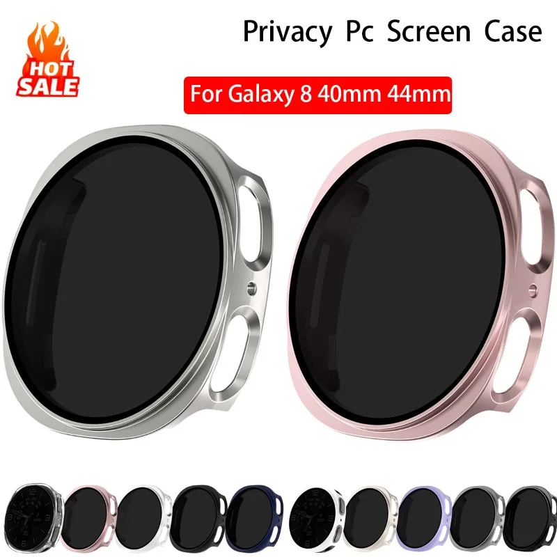Sichtschutzfolie + PC-Hülle für Samsung Galaxy Watch 8 40 mm 44 mm, Bildschirmschutz aus gehärtetem Glas für Galaxy Watch 8 Bumper