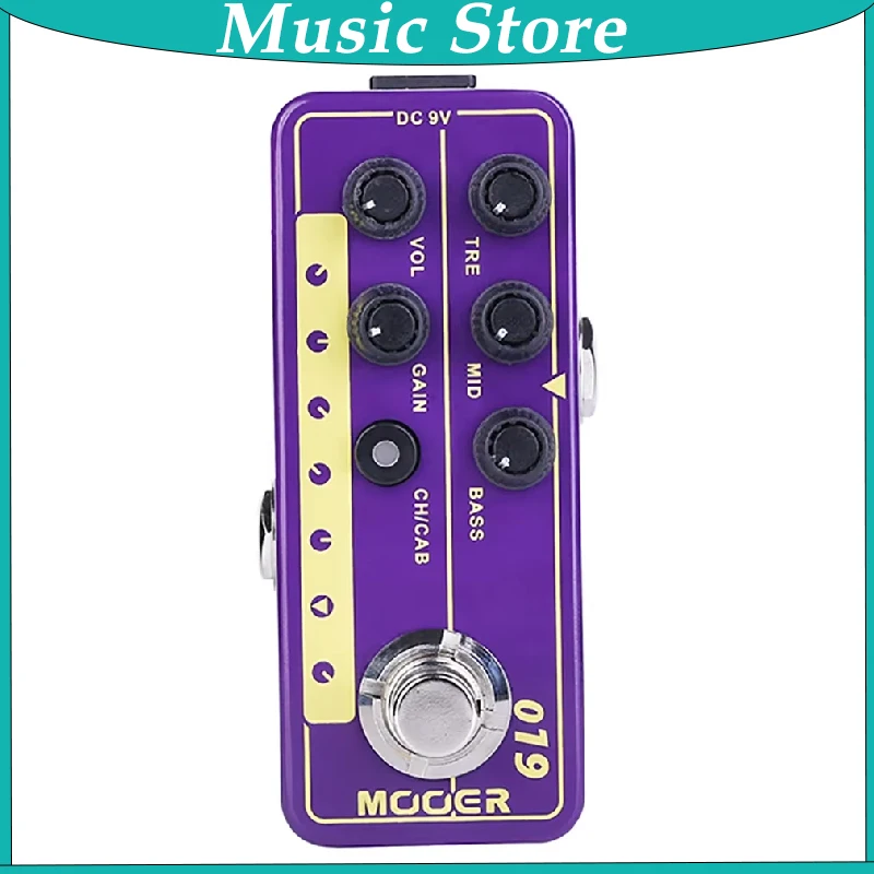 MOOER UK Gold PLX 019 Digital Preamp Effect Pedal for Guitar 70's Classic Rock Style Cabinet Simulation Micro Preamp