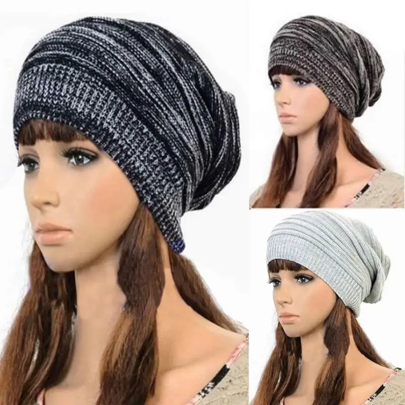 Unisex Women Men Knit Baggy Beanie Winter Warm Oversized Ski Hat