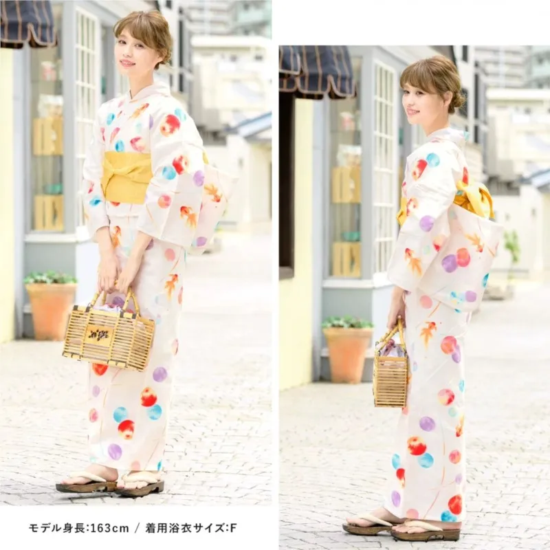 Japanese Kimono Bathrobe Female Polyester Not Wrinkle Travel Photo Goldfish Handle