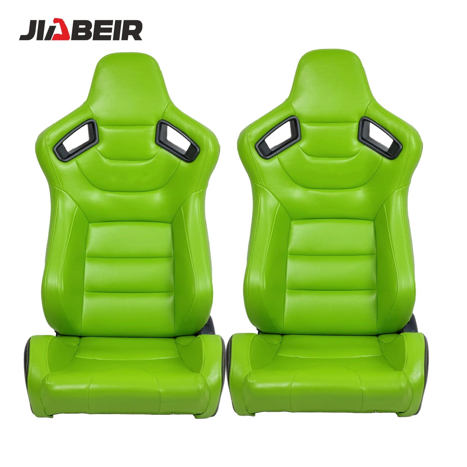 1053 Universal Custom LOGO Green PU Leather Sport Bucket Racing Car Seats