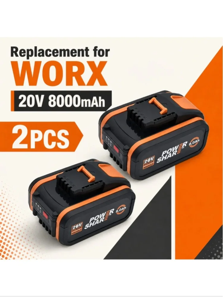 Ersatzakku für Worx WA3551 WA3553 20V Li-Ion, Kompatibel mit WA3572 WX390 WA3014, Hochleistungs-Werkzeugakku