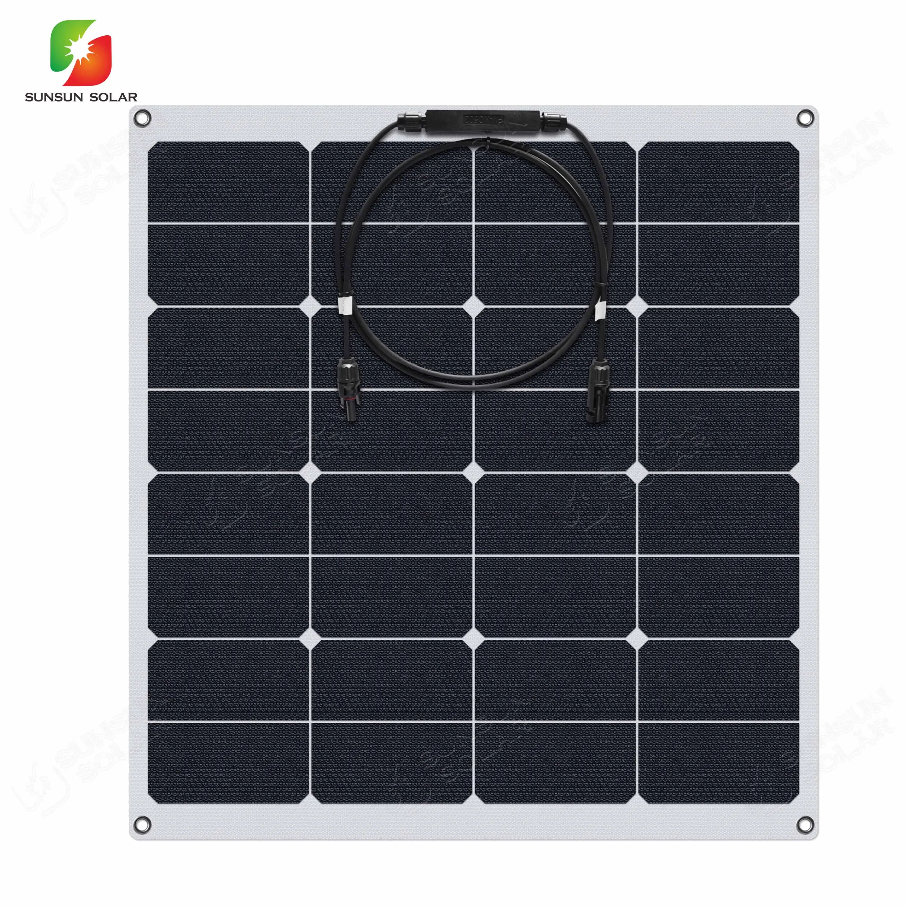 Wholesale Sunpower cell 12V 50W semi flexible pv solar panel semi flexible solar panel for caravan boat and yacht